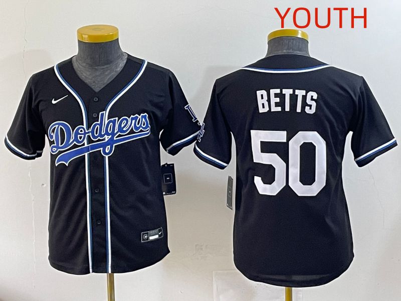 Youth 2025 Los Angeles Dodgers #50 Betts Black Three generations Fashion Nike MLB Jersey style 1